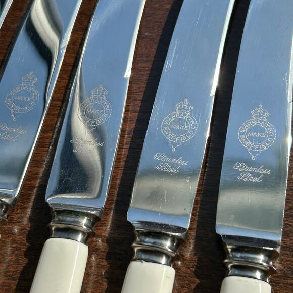 Atkinson Bros.Sheffield Dinner Knives 6 Piece ~ Stainless Steel ~ Faux Bone - Picture 4 of 6